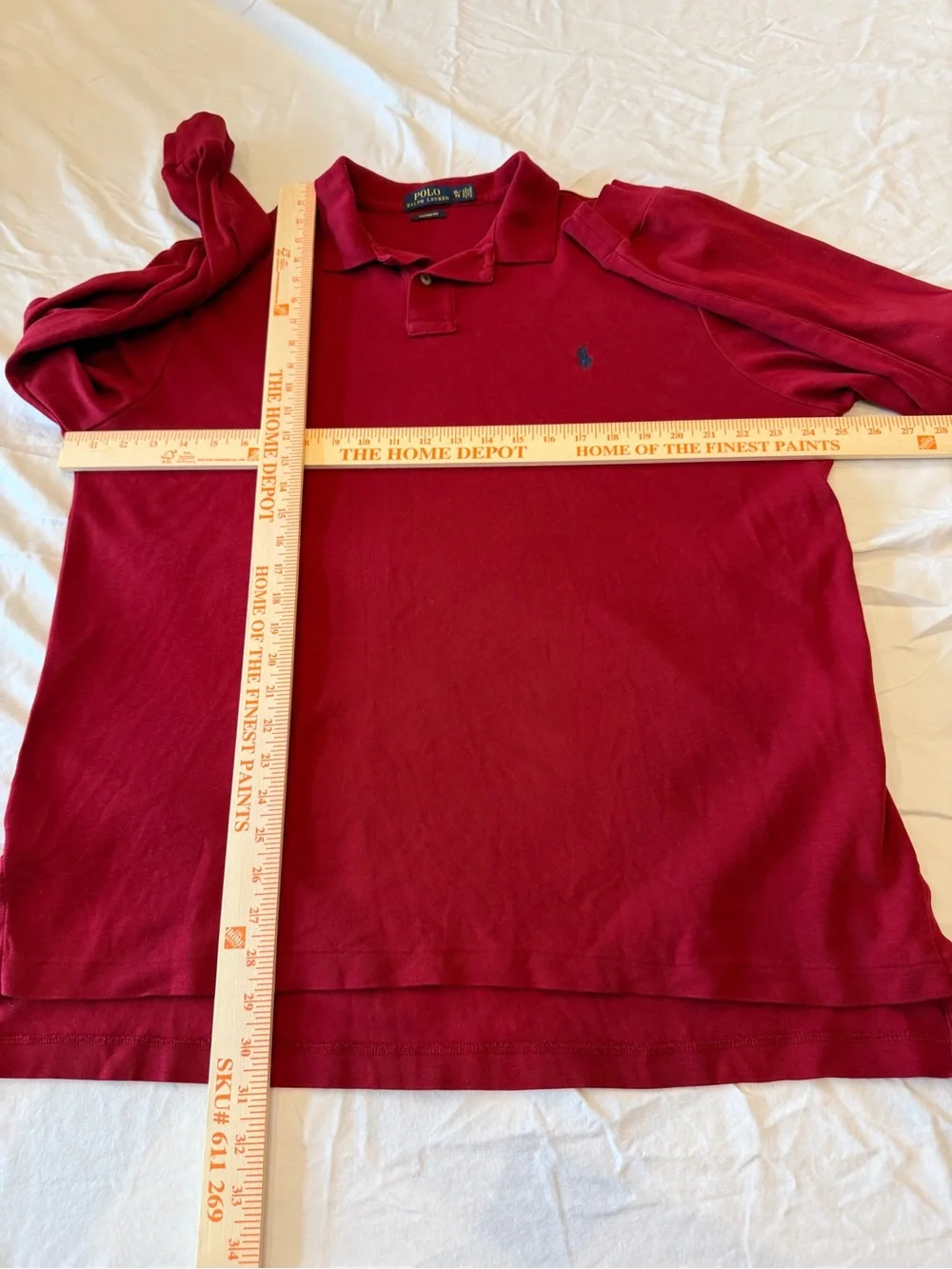 Polo Ralph Lauren Men’s Long Sleeve Polo Shirt Red Custom Fit XL 100% Cotton